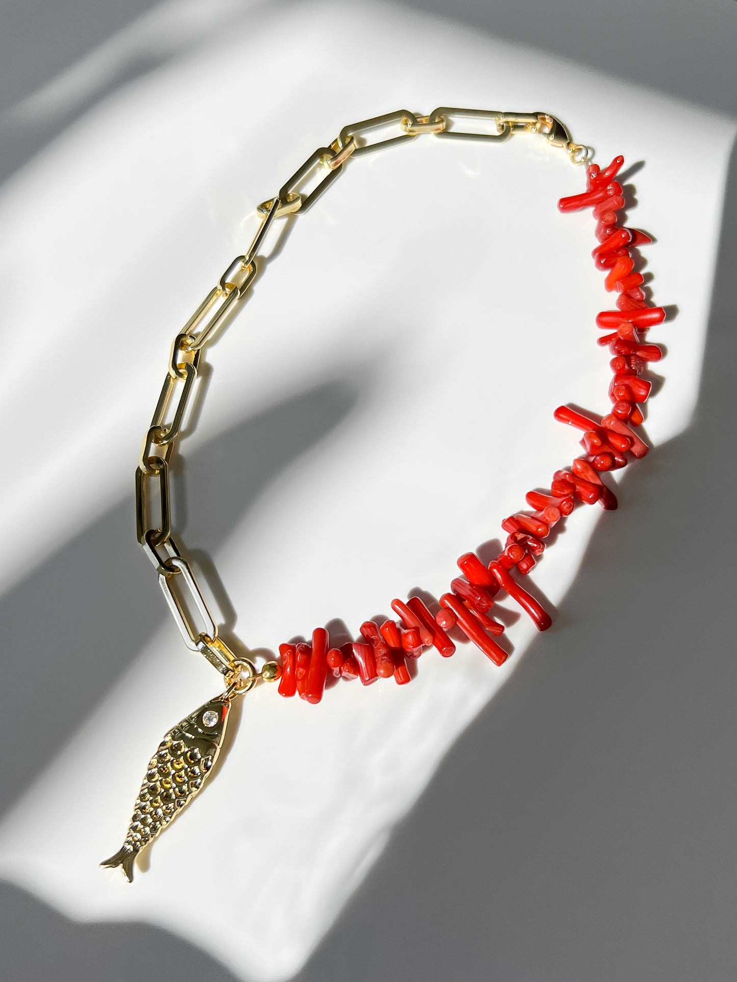 ROWAN CORAL + GOLD-FILLED CHAIN NECKLACE