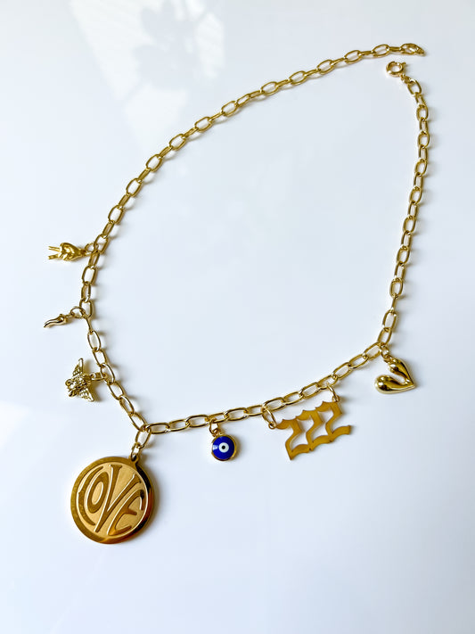 SUNDAY GOLD-FILLED CHARM NECKLACE